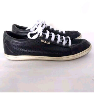 TAOS Star Leather Perforated Sneakers Womens Size 7 Lace-Up Black Low Top Casual